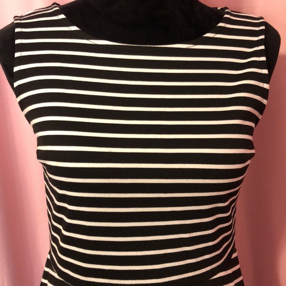 Talbots Sleeveless Black and White Striped Midi Dress - Picture 2 of 8